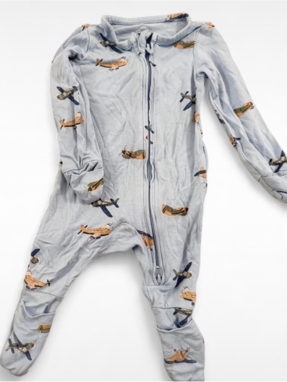 SUPER SOFT & Lightweight Light Blue Airplane Print Footsie / Onesie / One piece